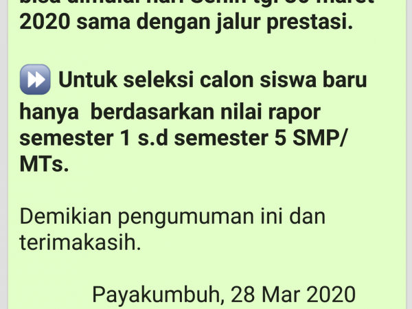 Pengumuman Terbaru PPDB 2020 MAN 2 Kota Payakumbuh