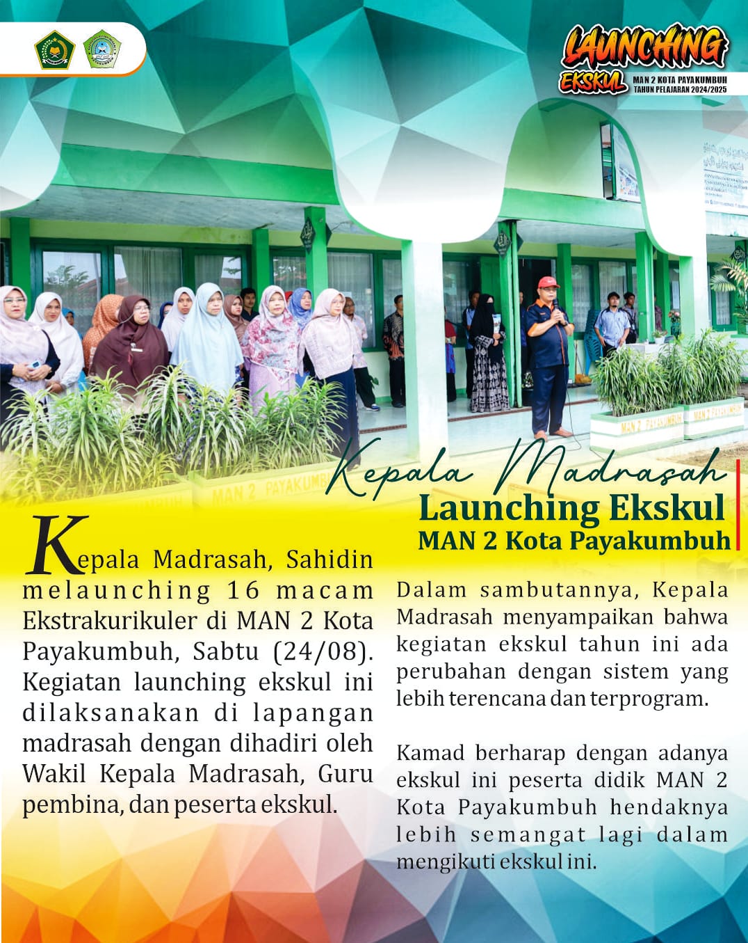 Kepala Madrasah Launching Ekskul MAN 2 Kota Payakumbuh