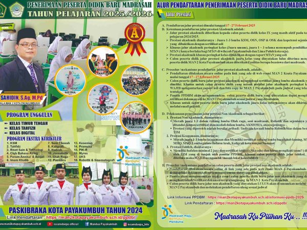 INFORMASI PPDBM MAN 2 PAYAKUMBUH TP. 2025 / 2026