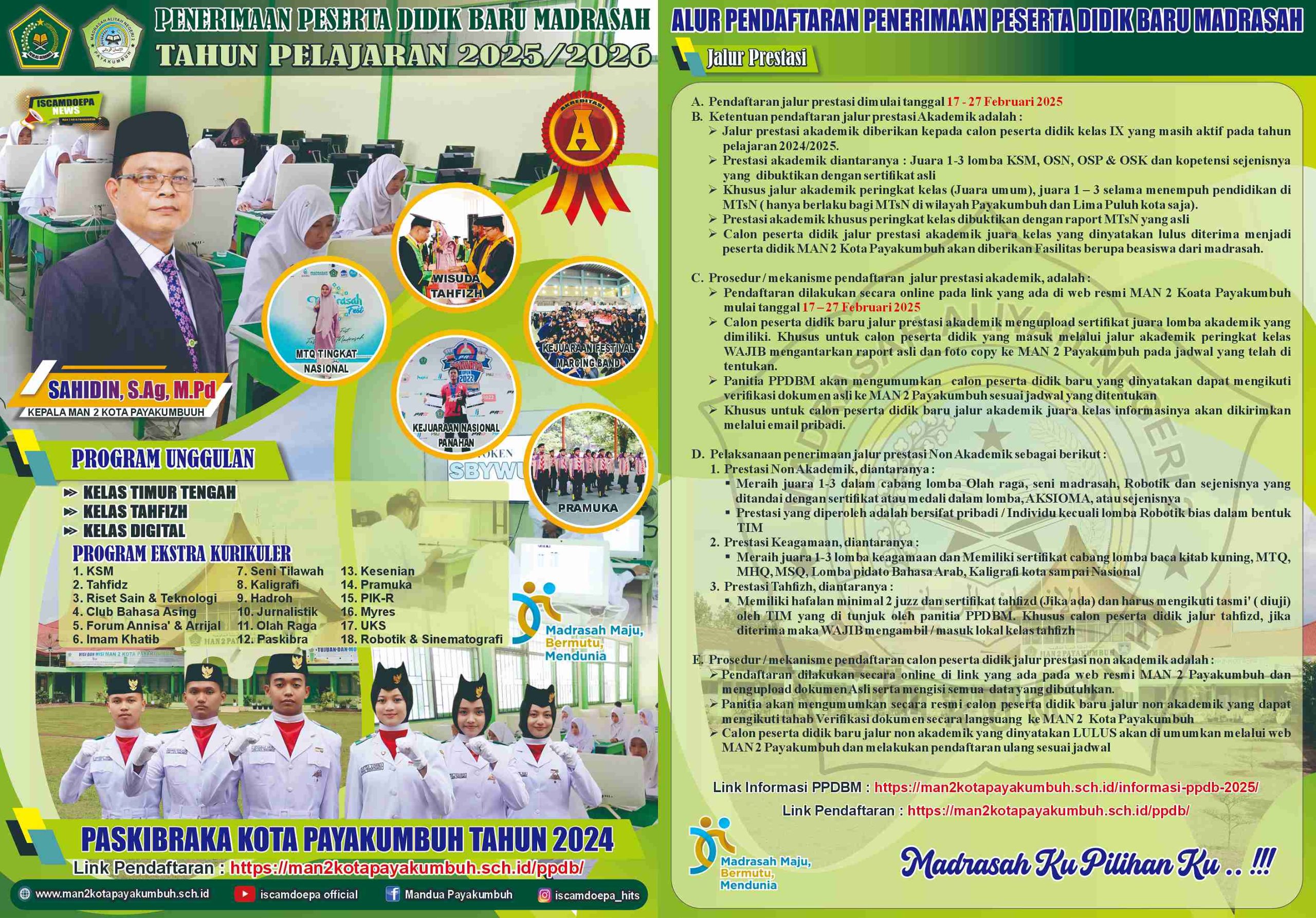 INFORMASI PPDBM MAN 2 PAYAKUMBUH TP. 2025 / 2026